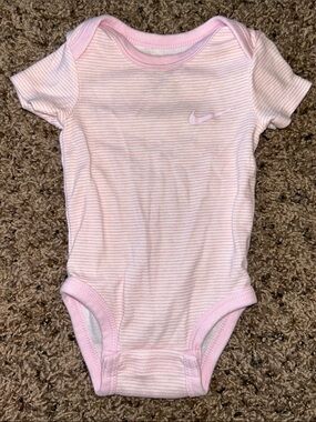 Nike Baby Pink Thin-Striped One-Piece Bodysuit